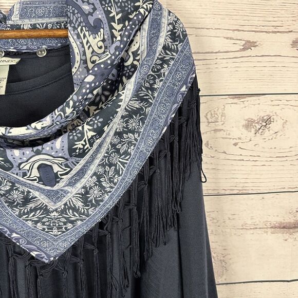 Catherines Shirt Womens 2X Blue Handkerchief Western Knit Flowy Tassel Rodeo - Picture 3 of 12